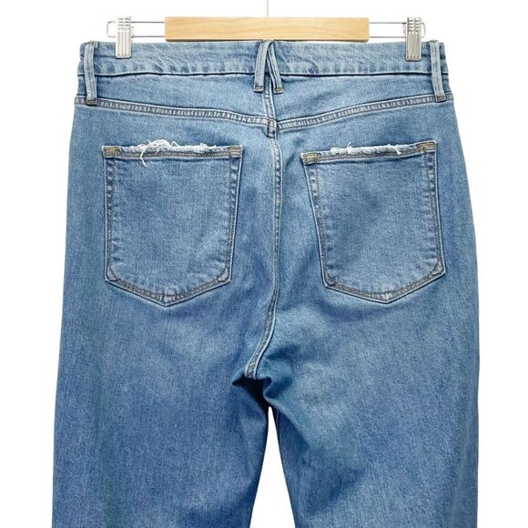 Good American Good Classic Fray Hem Jeans Medium Wash Straight Leg Size 31 | 12 - Picture 8 of 15